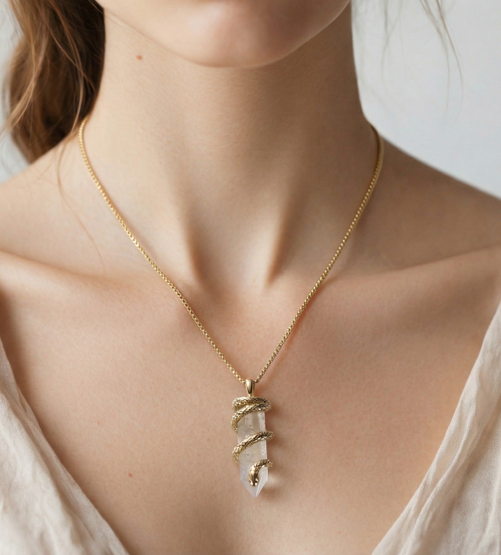 Ouroboros Snake Gemstone Necklace