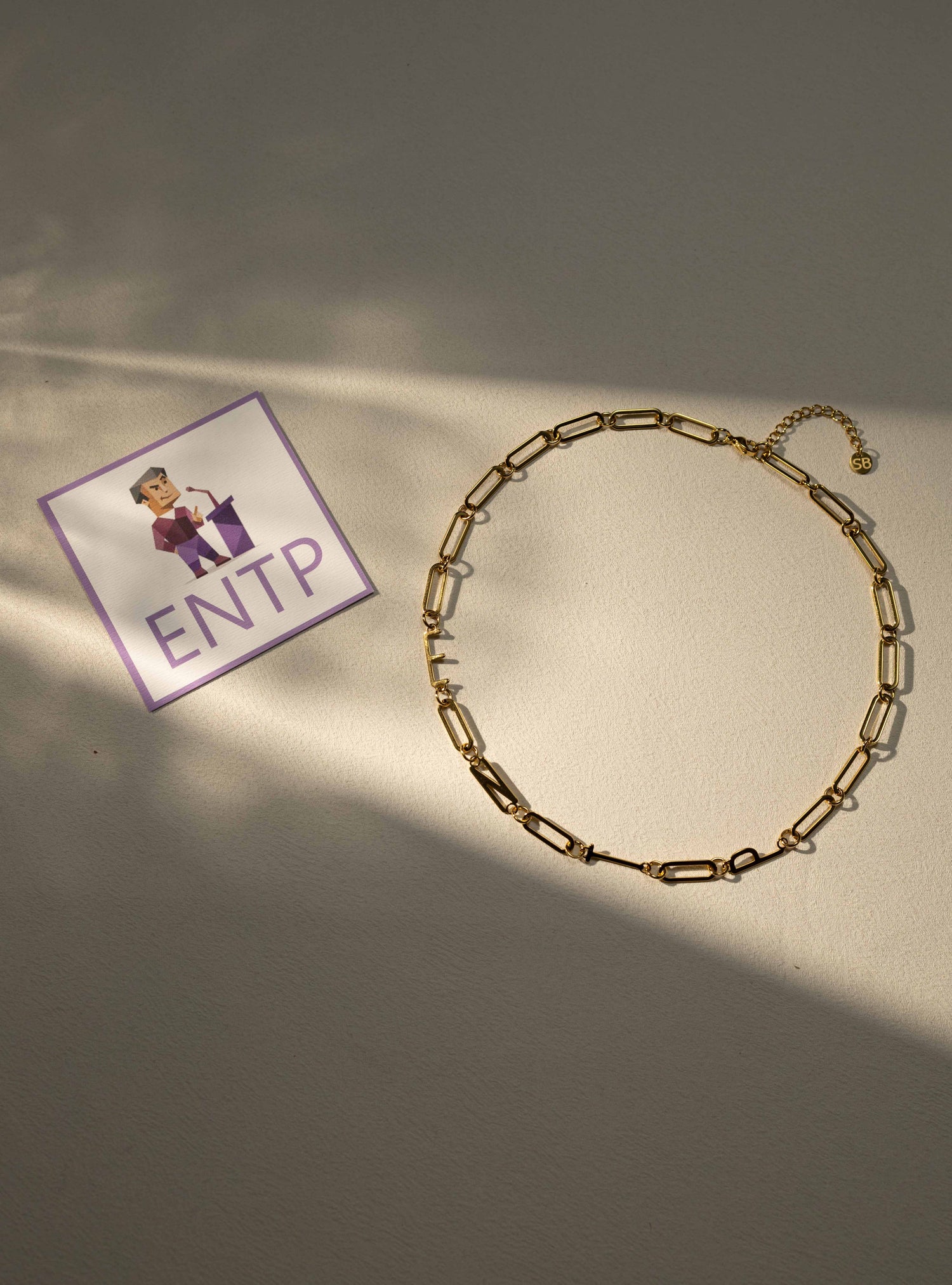 ENTP MBTI Personality Necklace – Gold Paperclip Chain – Personalized Jewelry by Silvbreeze