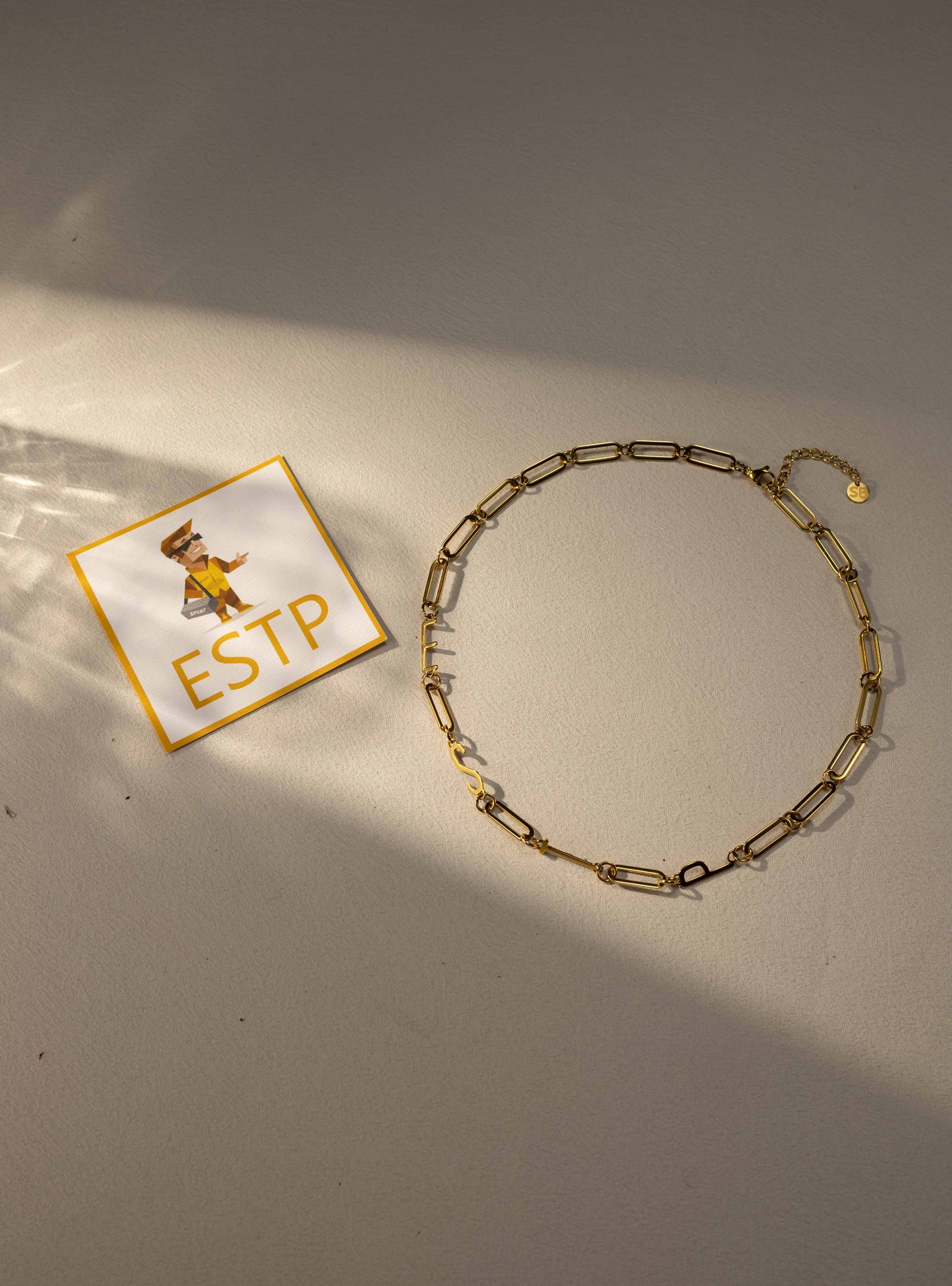 ESTP MBTI Personality Necklace – Gold Paperclip Chain – Personalized Jewelry by Silvbreeze