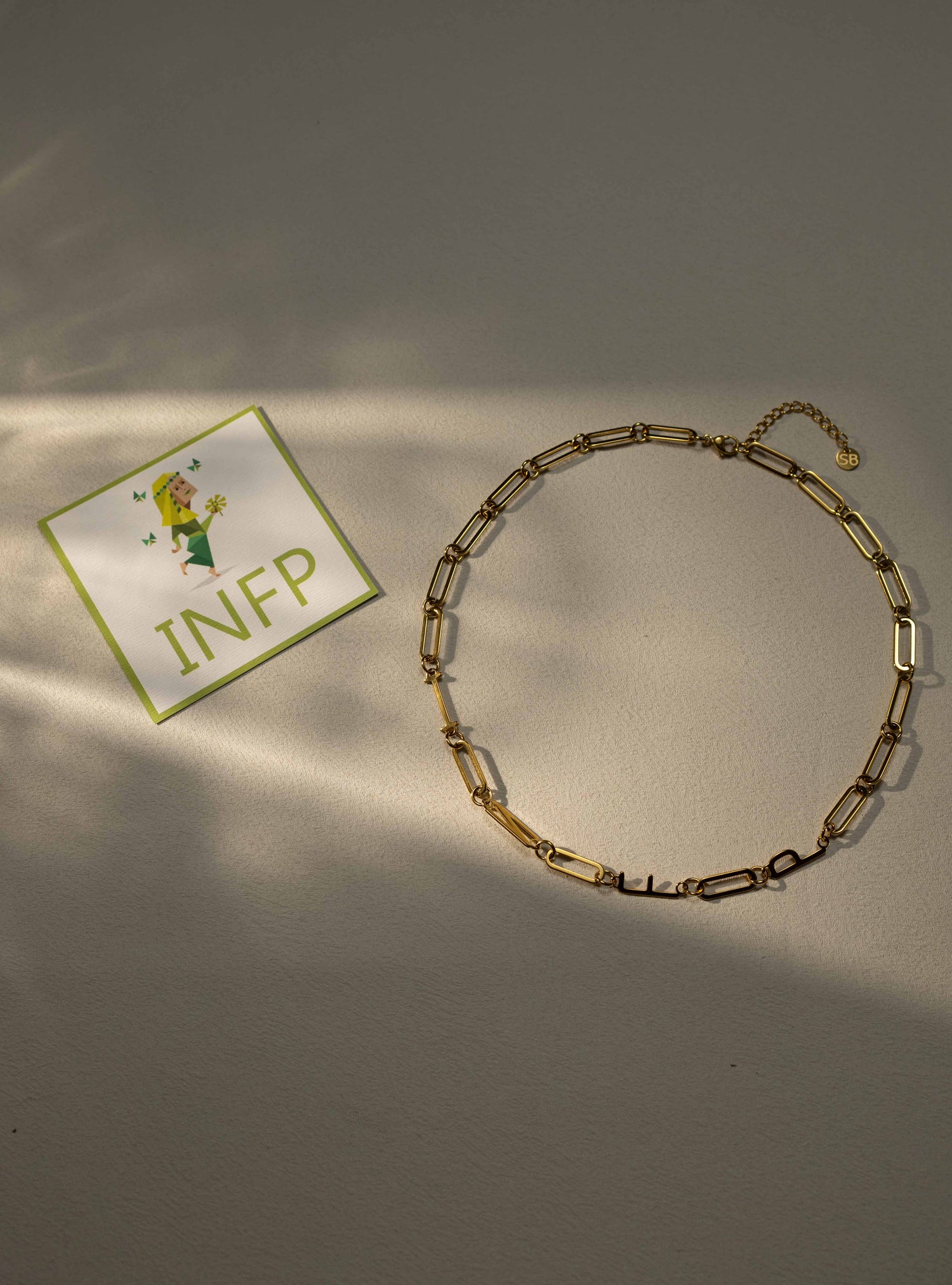 INFP MBTI Personality Necklace – Gold Paperclip Chain – Personalized Jewelry by Silvbreeze