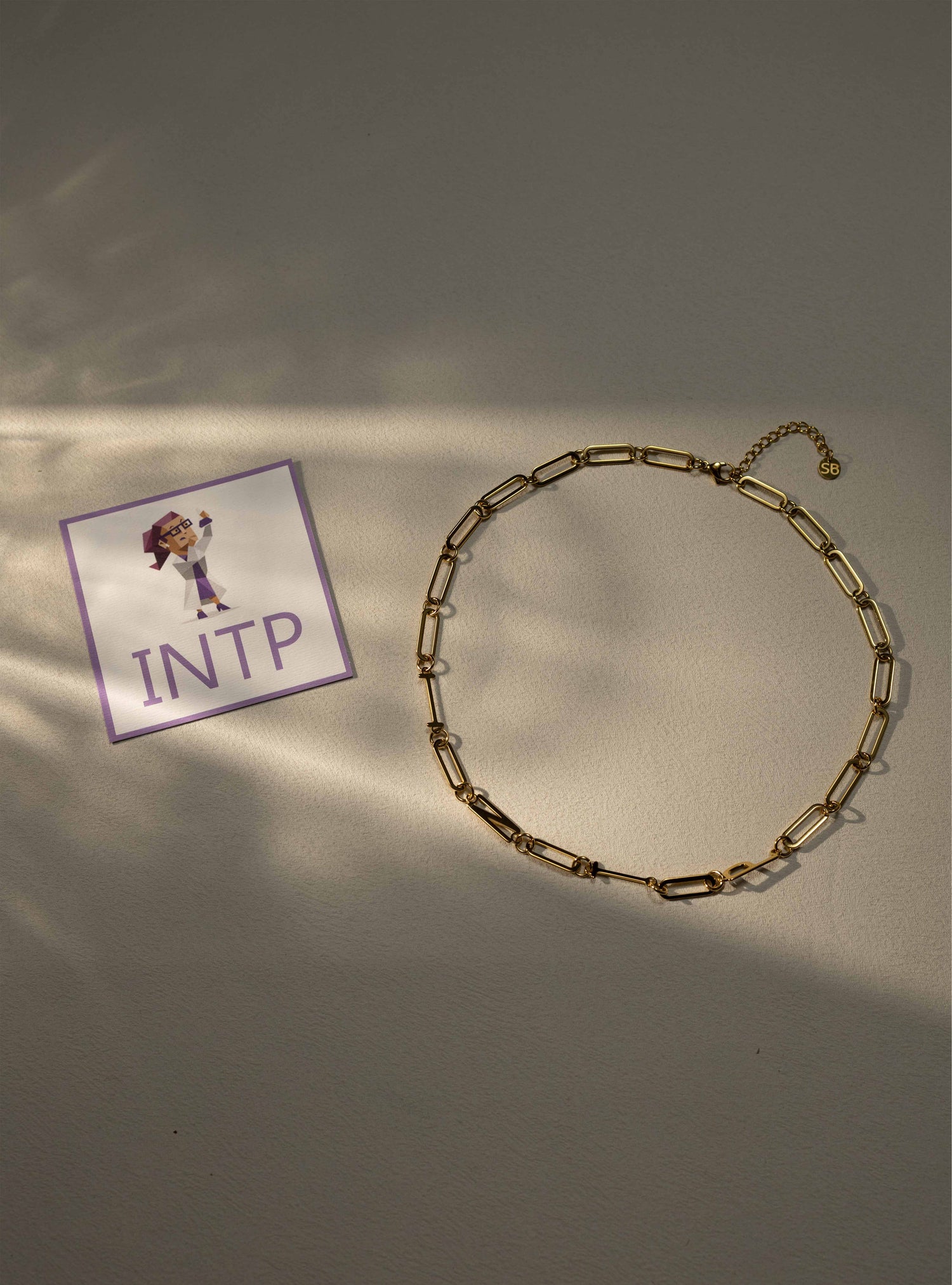 INTP MBTI Personality Necklace – Gold Paperclip Chain – Personalized Jewelry by Silvbreeze