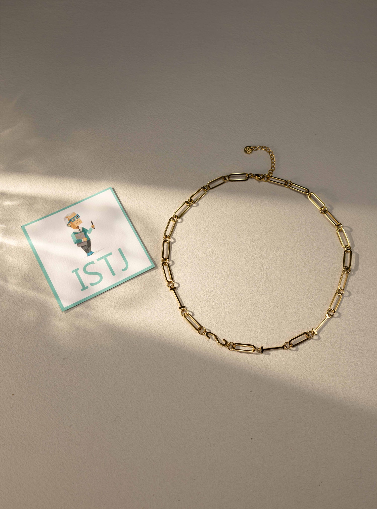 ISTJ MBTI Personality Necklace – Gold Paperclip Chain – Personalized Jewelry by Silvbreeze