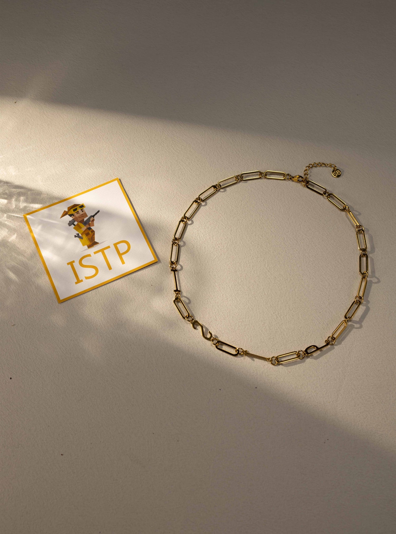 ISTP MBTI Personality Necklace – Gold Paperclip Chain – Personalized Jewelry by Silvbreeze