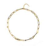 Waterproof gold ENTJ MBTI personality necklace with minimalist paperclip chain, tarnish-resistant stainless steel, displayed on a clean neutral background with 18K gold finish