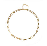 Waterproof gold ISTJ MBTI personality necklace with minimalist paperclip chain, tarnish-resistant stainless steel, displayed on a clean neutral background with 18K gold finish