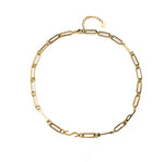 Waterproof gold ISTP MBTI personality necklace with minimalist paperclip chain, tarnish-resistant stainless steel, displayed on a clean neutral background with 18K gold finish