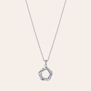 Vorta white gold vermeil pendant necklace with sculpted interwoven circle design, made from sterling silver, waterproof and lightweight athleisure jewelry by SILVBREEZE.